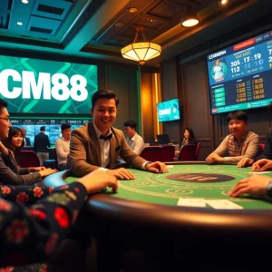 Exciting CM88 gaming scene showcasing vibrant online casino atmosphere filled with players.