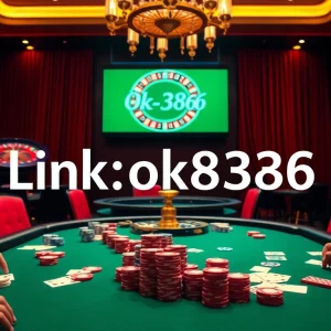 Excitement builds at a luxurious poker table while showcasing Link ok8386 casino experience.