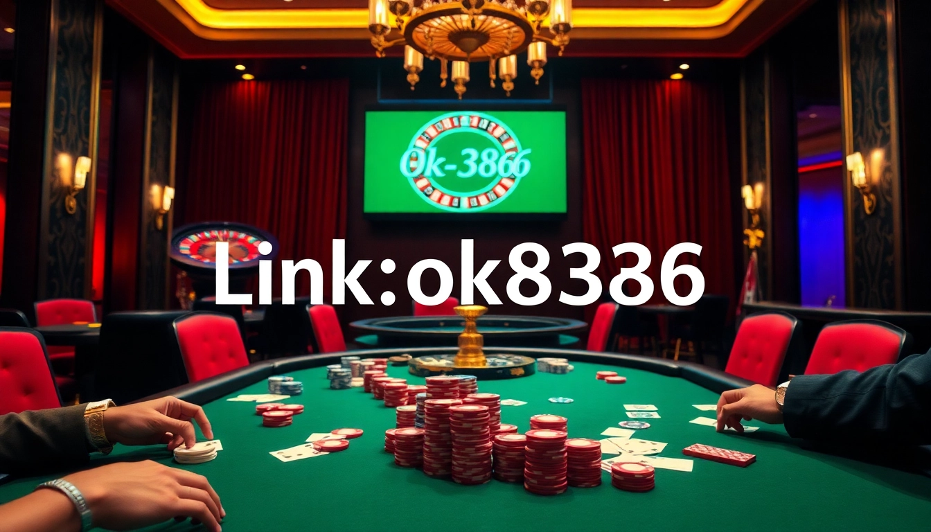 Excitement builds at a luxurious poker table while showcasing Link ok8386 casino experience.