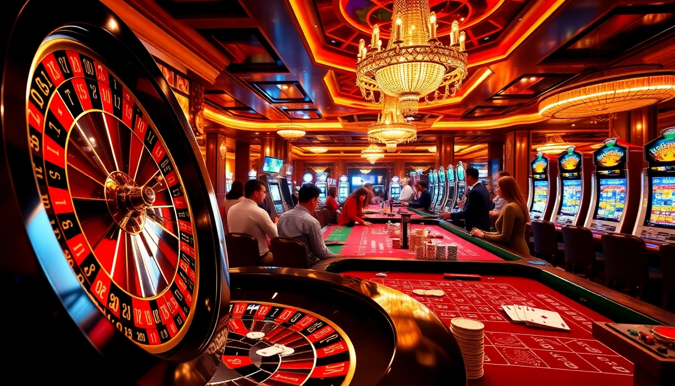 Engaging gamblers at a vibrant casino table featuring 8DAY branding with chips and cards.