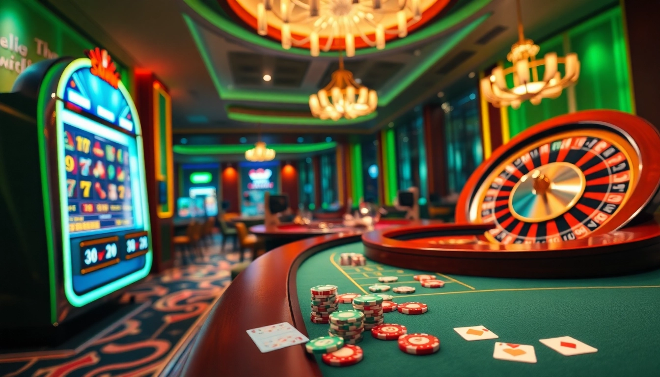 A captivating scene of gaming excitement at 58WIN, featuring vibrant slots and roulette.