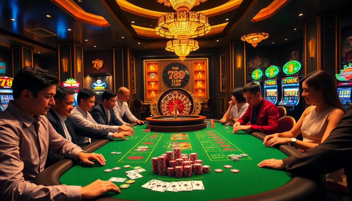 Exciting gameplay at 789 club casino with poker chips and cards showcased.