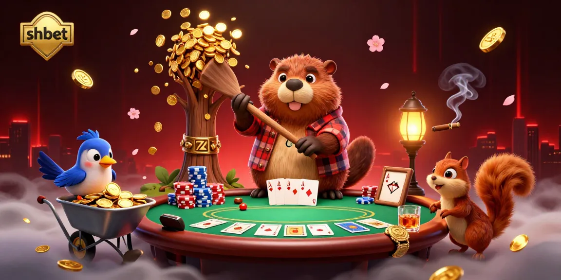 Experience thrilling gameplay at shbet with vibrant poker elements featuring cartoon characters and gold coins.