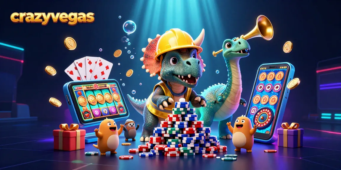 Engage in exciting gameplay at crazyvegas, featuring a vibrant scene with 3D characters and casino elements.